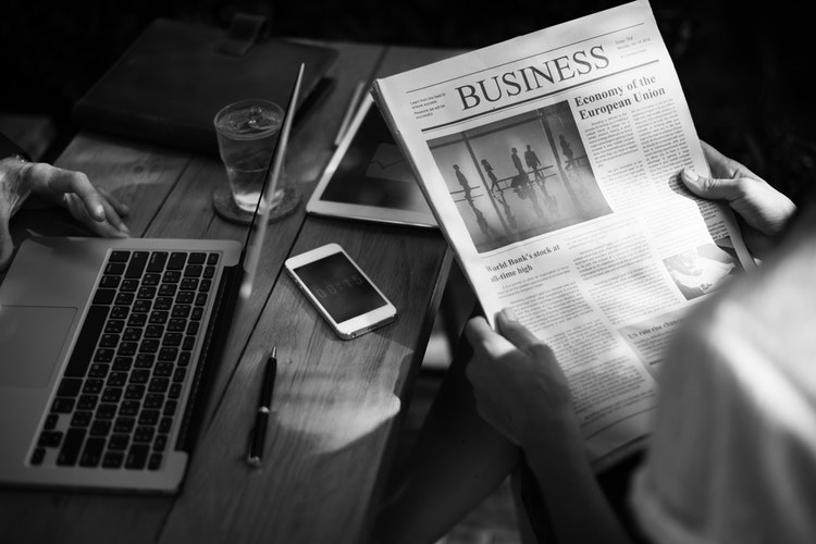 Business section of the newspaper
