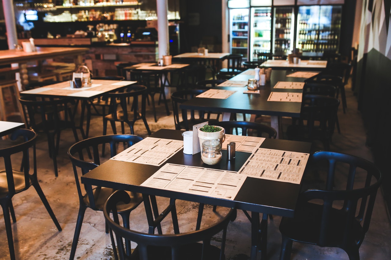 An empty restaurant representing businesses closed due to covid-19