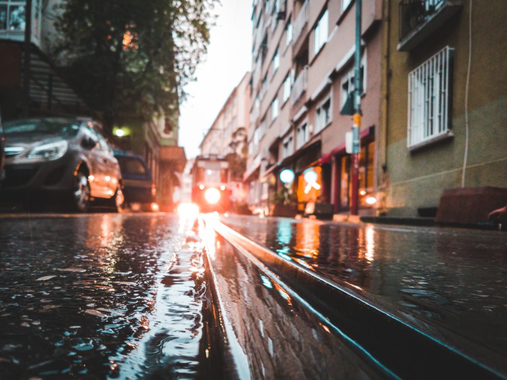 Rainy city street