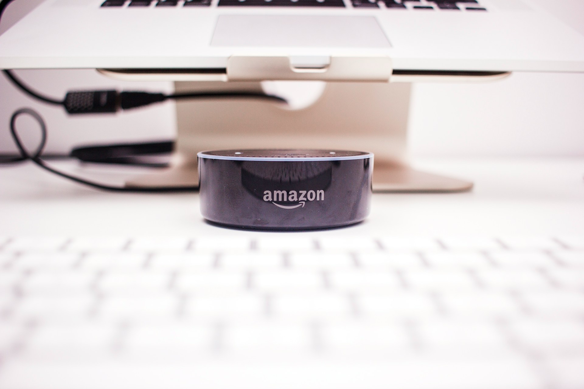 amazon speaker sitting in front of cottage