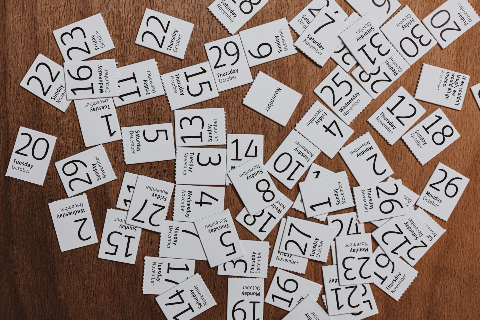 white and black calendar dates and months