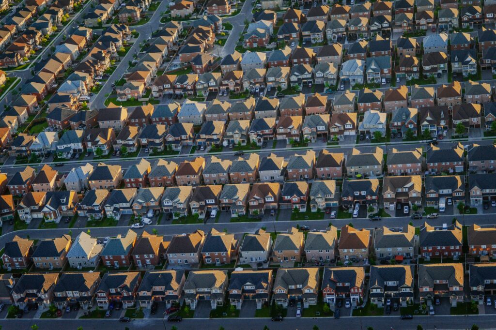 an overview shot of a subdivision
