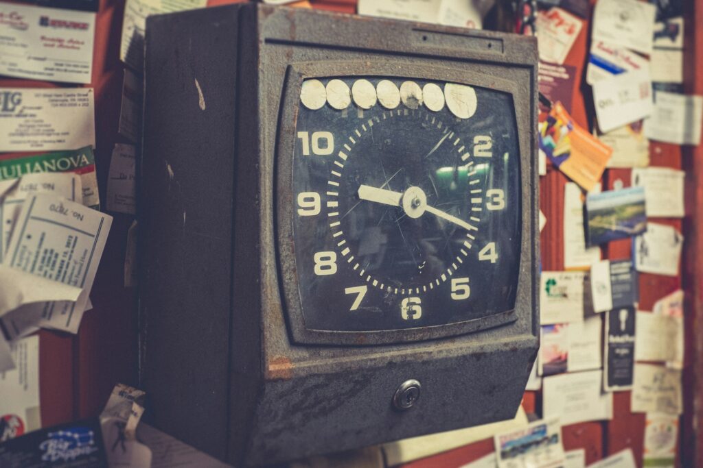 Employee time clock, representing garnishment.