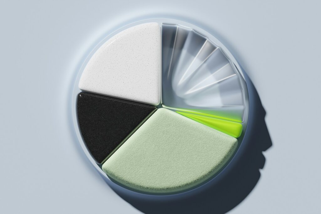 A 3D rendering of a pie chart, representing ownership percentages and partnership ownership dilution in Toronto